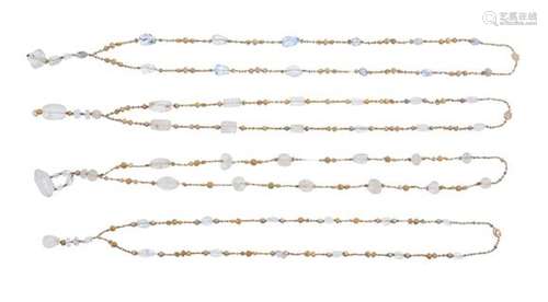 ANGELA PINTALDI, FOUR CRYSTAL AND GLASS BEAD NECKLACES