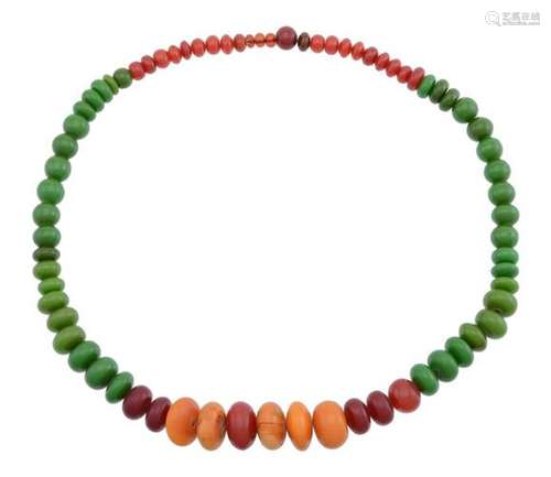 A COLOURED RESIN BEAD NECKLACE