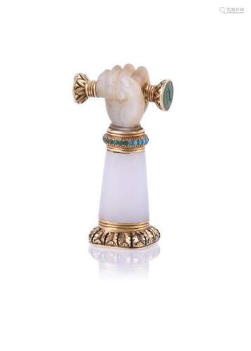 【Y】 A REGENCY GOLD, CHALCEDONY, MOTHER OF PEARL AND GEM SET ...