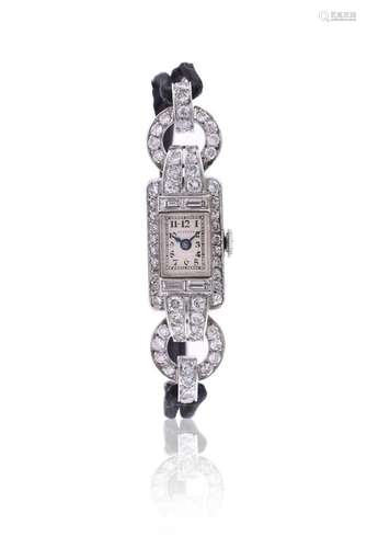 JUVENIA, LADY'S PLATINUM COLOURED AND DIAMOND COCKTAIL WATCH