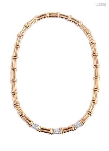 A DIAMOND SET GOLD COLOURED NECKLACE RETAILED BY FRANK'S