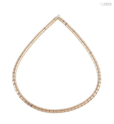 AN 18 CARAT GOLD TUBULAR LINK NECKLACE, LONDON 2013