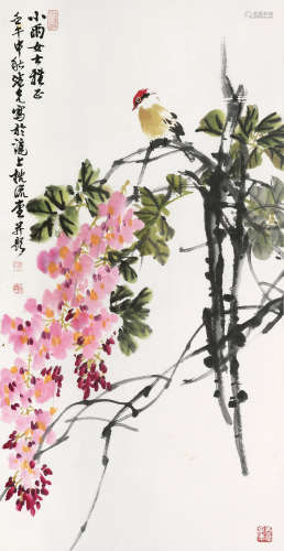 龚继先 2002年作 花鸟 设色纸本 镜框