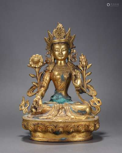 銅鎏金度母佛像