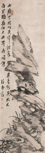 1682～1756 李鳝 兰石图 纸本设色 立轴