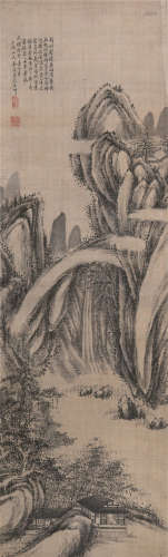 1847～1919 姜筠 山水 绢本水墨 立轴