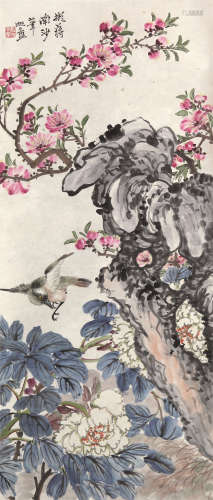 1886～1945 陈摩 花鸟 纸本设色 立轴