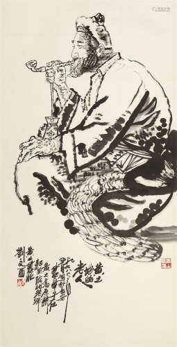 b.1933 刘文西 黄土地的老人 纸本水墨 立轴