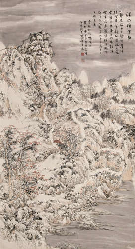 1889～1939 黄起凤 溪山积雪图 纸本设色 立轴