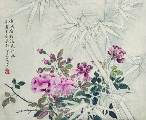 1850～1927 缪嘉蕙 花卉 纸本设色 立轴