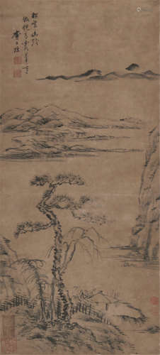 1615～1698 查士标 山水 纸本水墨 立轴
