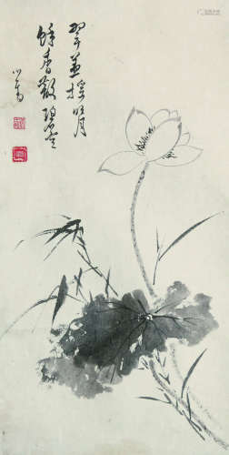 1896～1963 溥儒 双清墨荷 纸本水墨 镜心