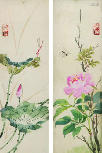 1913～1991 溥佺 花卉 纸本设色 镜框