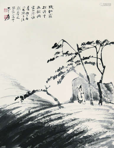 1899～1983 张大千 残江霜打诗中画 纸本水墨 镜心