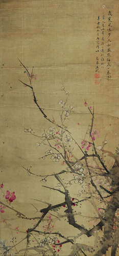 1632～1690 王武 红梅绽春 绢本设色 立轴