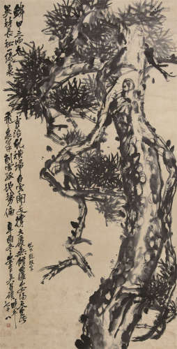 1844～1927 吴昌硕 古树 绢本水墨 立轴
