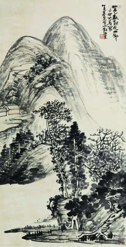 1896～1994 刘海粟 山色秋树近水乡 纸本水墨 立轴