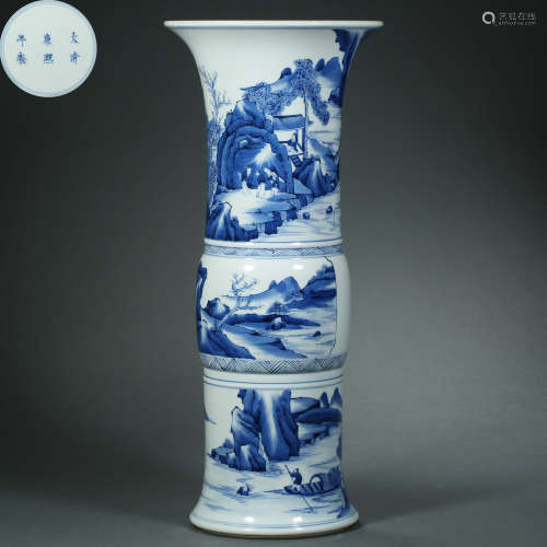 Qing Dynasty,Blue and White Flower Goblet