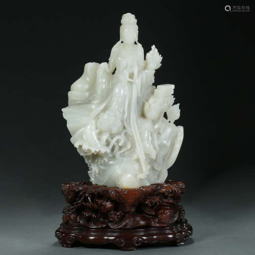 Qing Dynasty,Hetian Jade Avalokitesvara