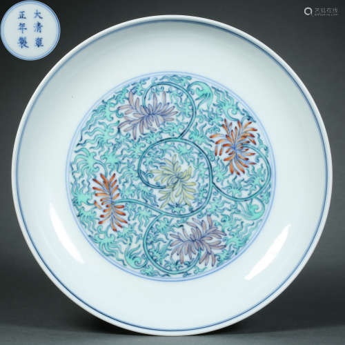 Qing Dynasty,Fighting Colors Flower Pattern Plate