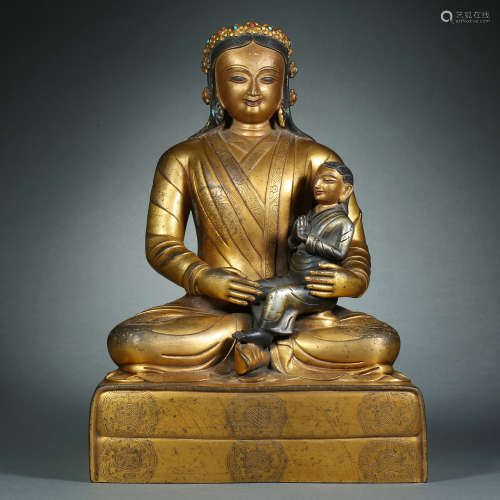 14th Century, Bronze Gilt Princess Wencheng Statue