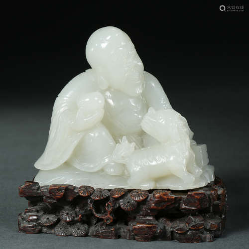 Qing Dynasty,Hetian Jade Character Ornament