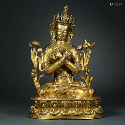 Ming Dynasty,Bronze Gilt Bodhisattva Statue