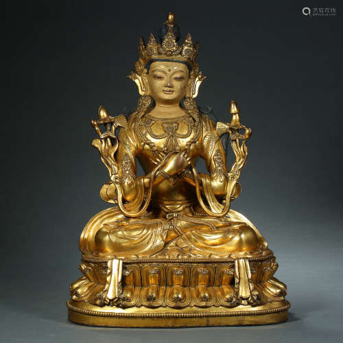 Qing Dynasty,Bronze Gilt  Buddhisattva Statue