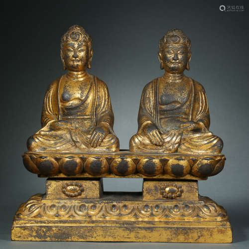 Tang Dynasty, Bronze Gilt Buddha Statue