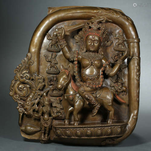 14th Century, Copper Auspicious Mother Buddha Plate