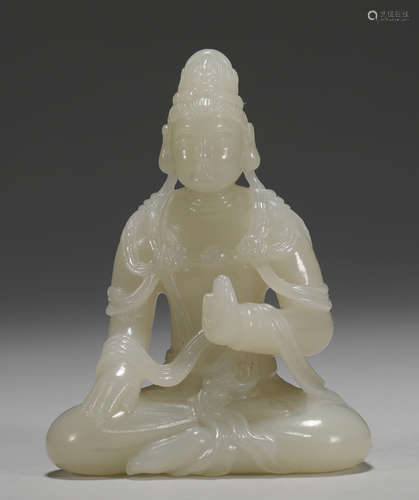 Hetian Jade Guanyin sitting statue