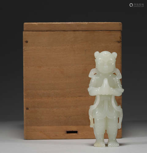 Hetian jade fortune-seeking boy in qing Dynasty