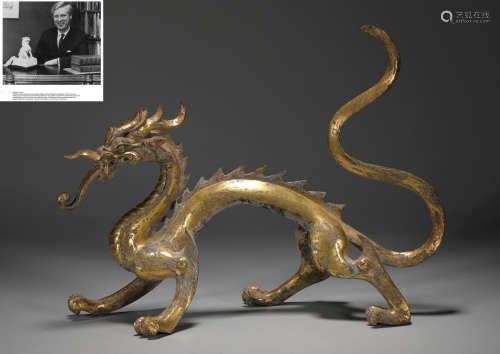 Tang Dynasty bronze gilt walk ilong
