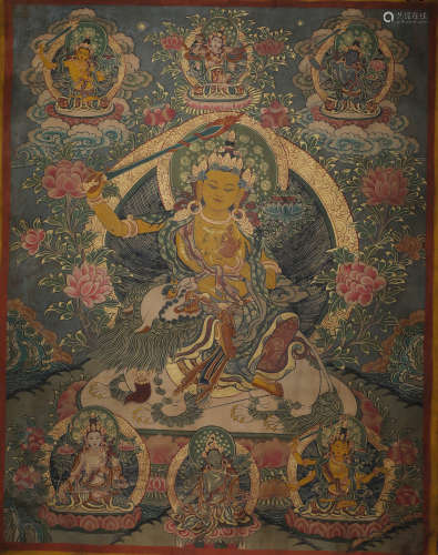 Manjusri Bodhisattva Thangka in qing Dynasty
