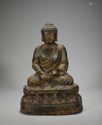 Ming Dynasty bronze lacquer gold Sakyamuni Buddha