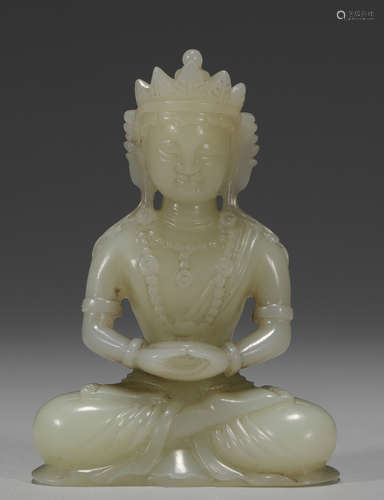 Yuan Dynasty Hetian Jade infinite longevity Buddha