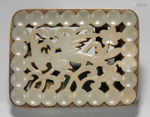 Qing Dynasty Hetian jade beaming jade belt buckle