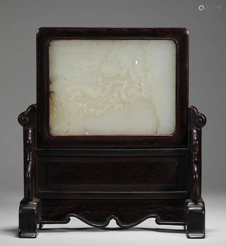 Qing Dynasty and Tian Yu beaming poems and prose screen