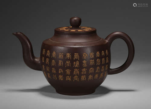 Qing Dynasty Shen Caitian poem purple sand pot