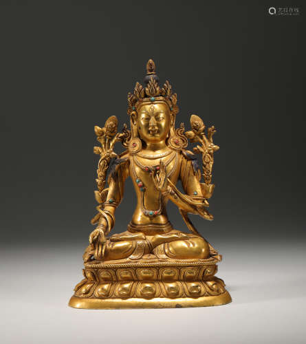 Gilded bronze tara from the Qing Dynasty