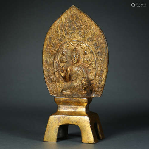 Northern Qi Dynasty,Bronze Gilt Buddha Statue