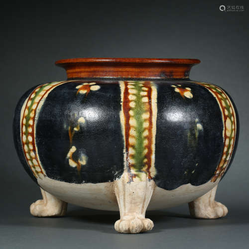 Tang Dynasty,Three-Colour Tripod Jar