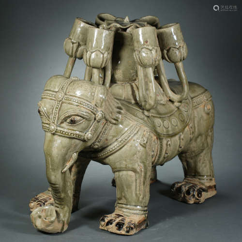 Tang Dynasty,Xiangzhou Kiln Elephant-Shaped Candlestick