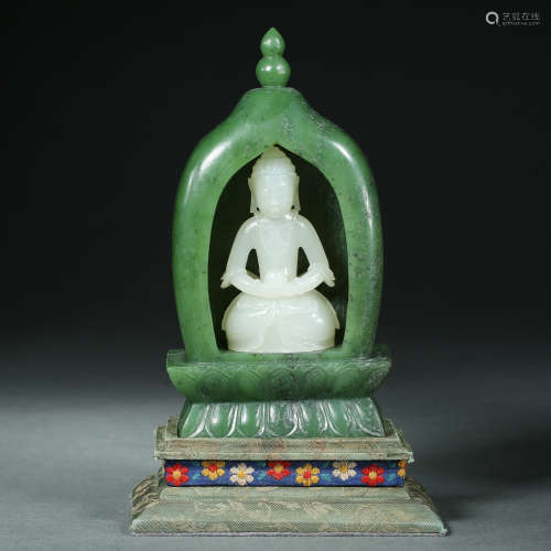 Qing Dynasty,Hetian Jade Avalokitesvara Statue