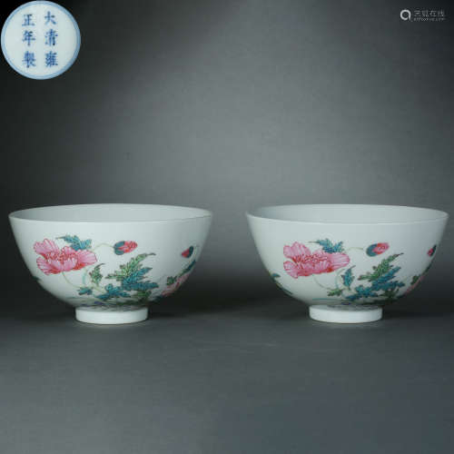 Qing Dynasty,Famille Rose Flower Pattern Bowl