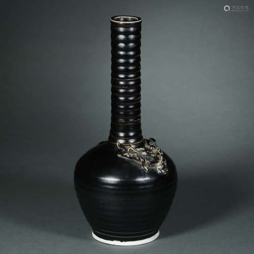 Song Dynasty,Black Glaze Long-necked Bottle