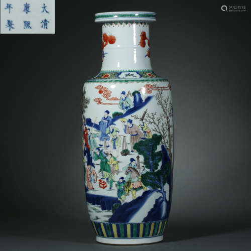Qing Dynasty,Multicolored Character Croquet Bottle