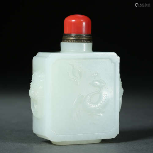 Qing Dynasty,Hetian Jade Snuff Bottle