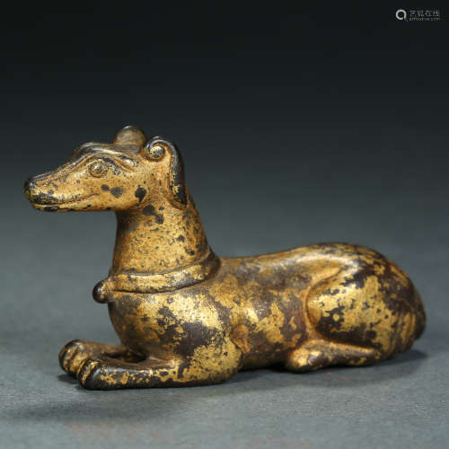 Song Dynasty,Bronze Gilt Dog