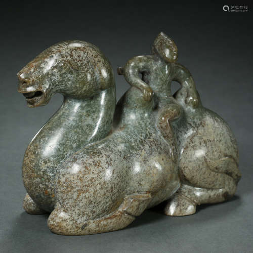 Han Dynasty,Hetian Jade People Ride a Camel